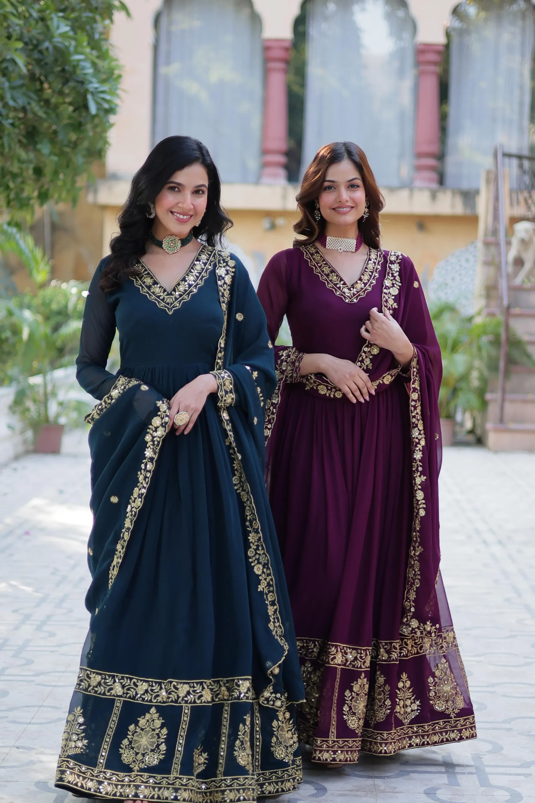 Festive Wear Georgette Gown With Dupatta