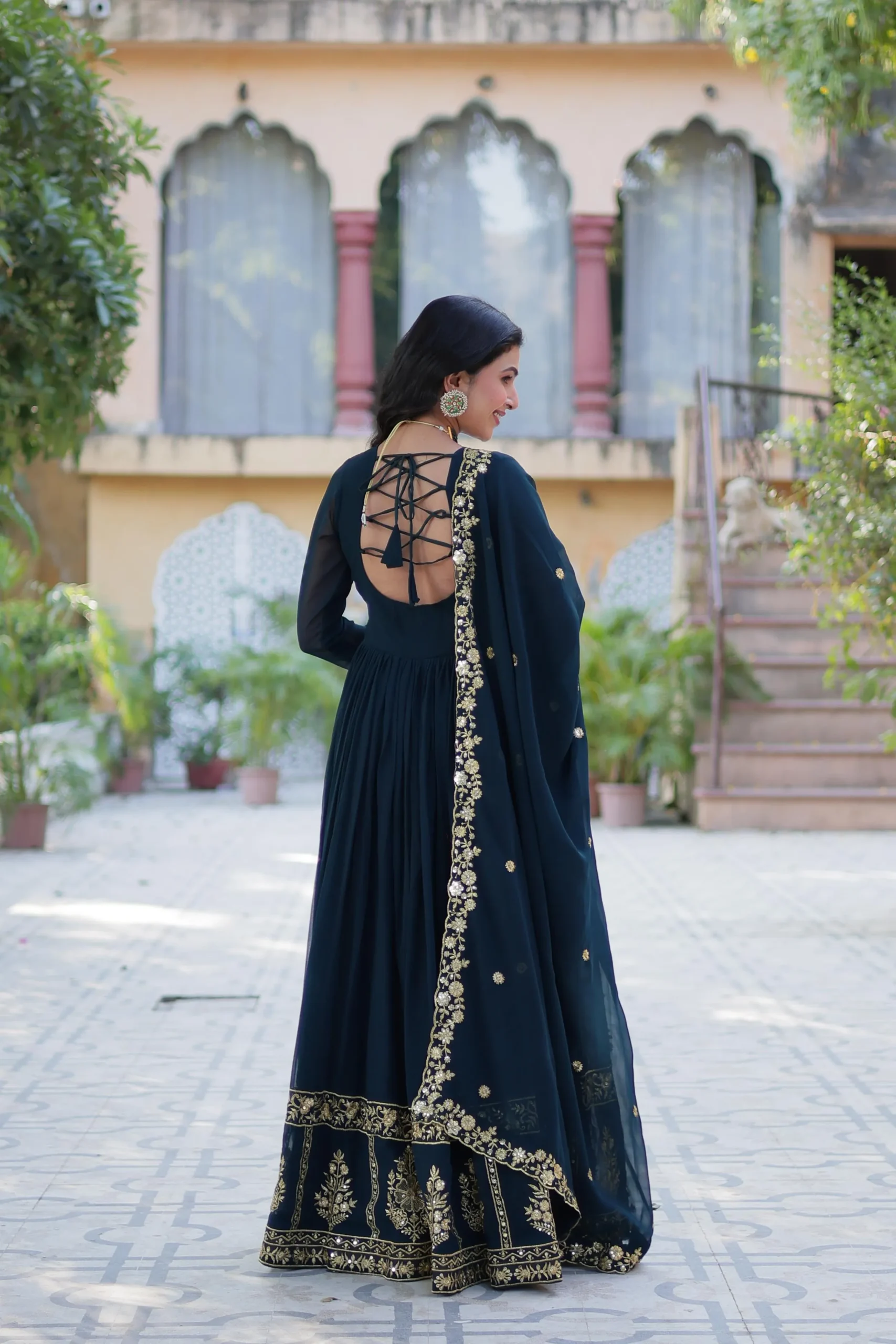 Festive Wear Georgette Gown With Dupatta - Image 3