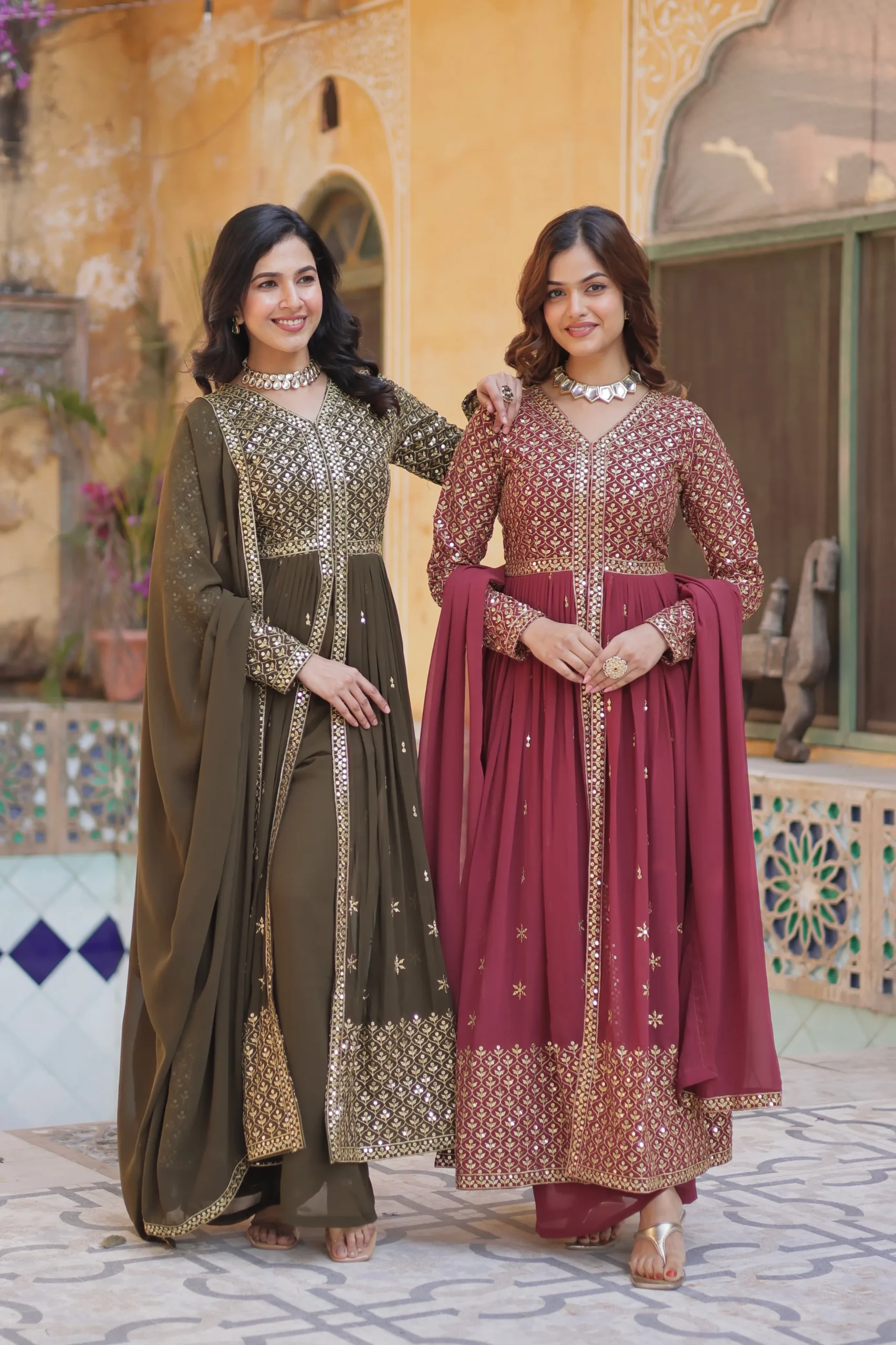 Festive Wear Slit Cut Anarkali Gown Set