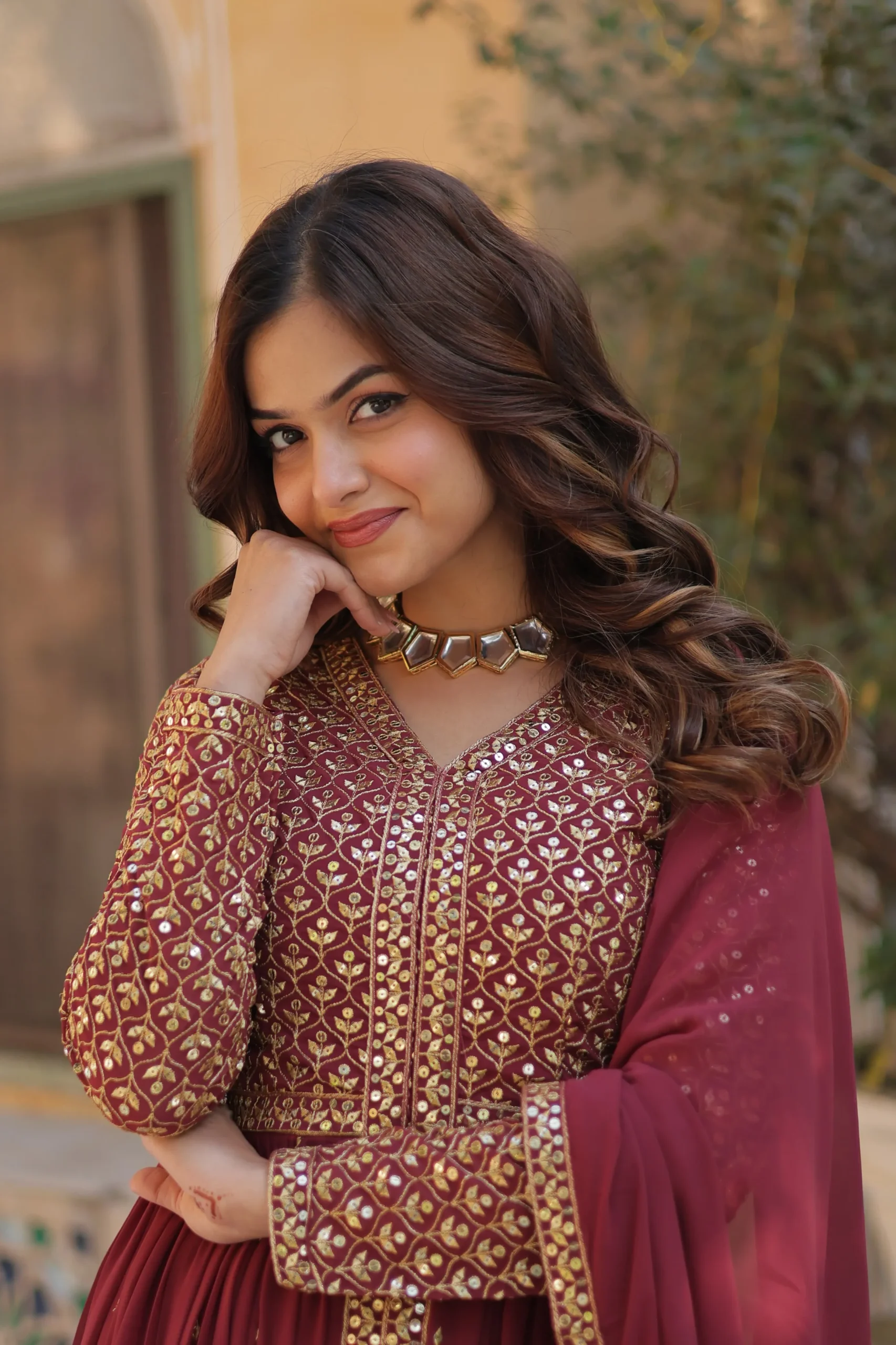 Festive Wear Slit Cut Anarkali Gown Set - Image 4