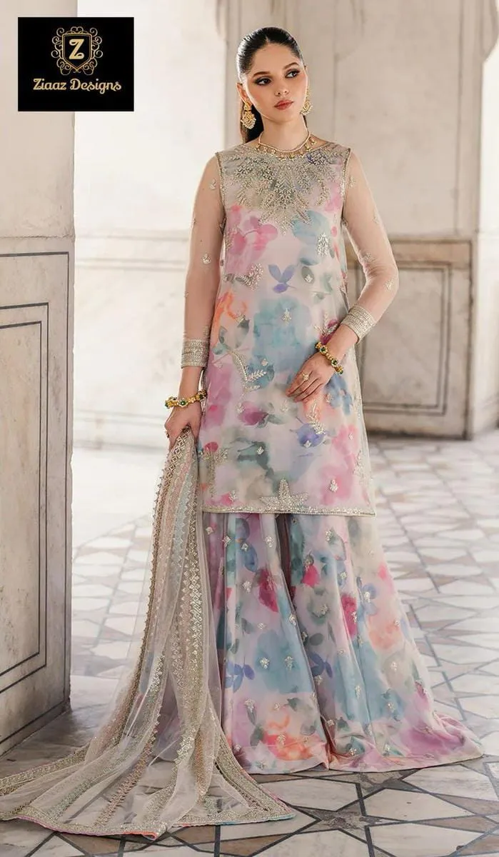 Floral Pakistani Plazzo Suit For Women