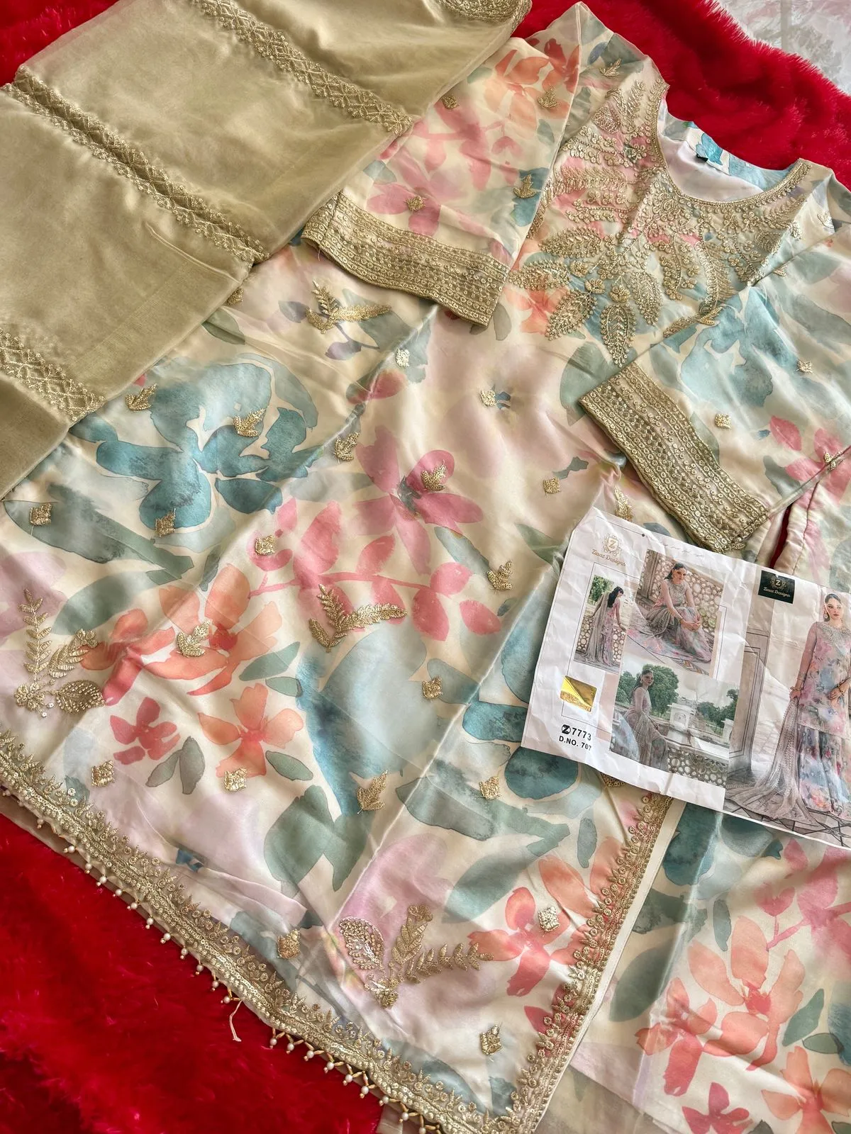 Floral Pakistani Plazzo Suit For Women - Image 2