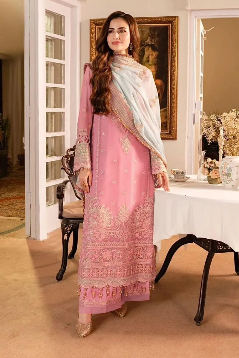 Heavy Embroidery Pink Pakistani Dress For Eid