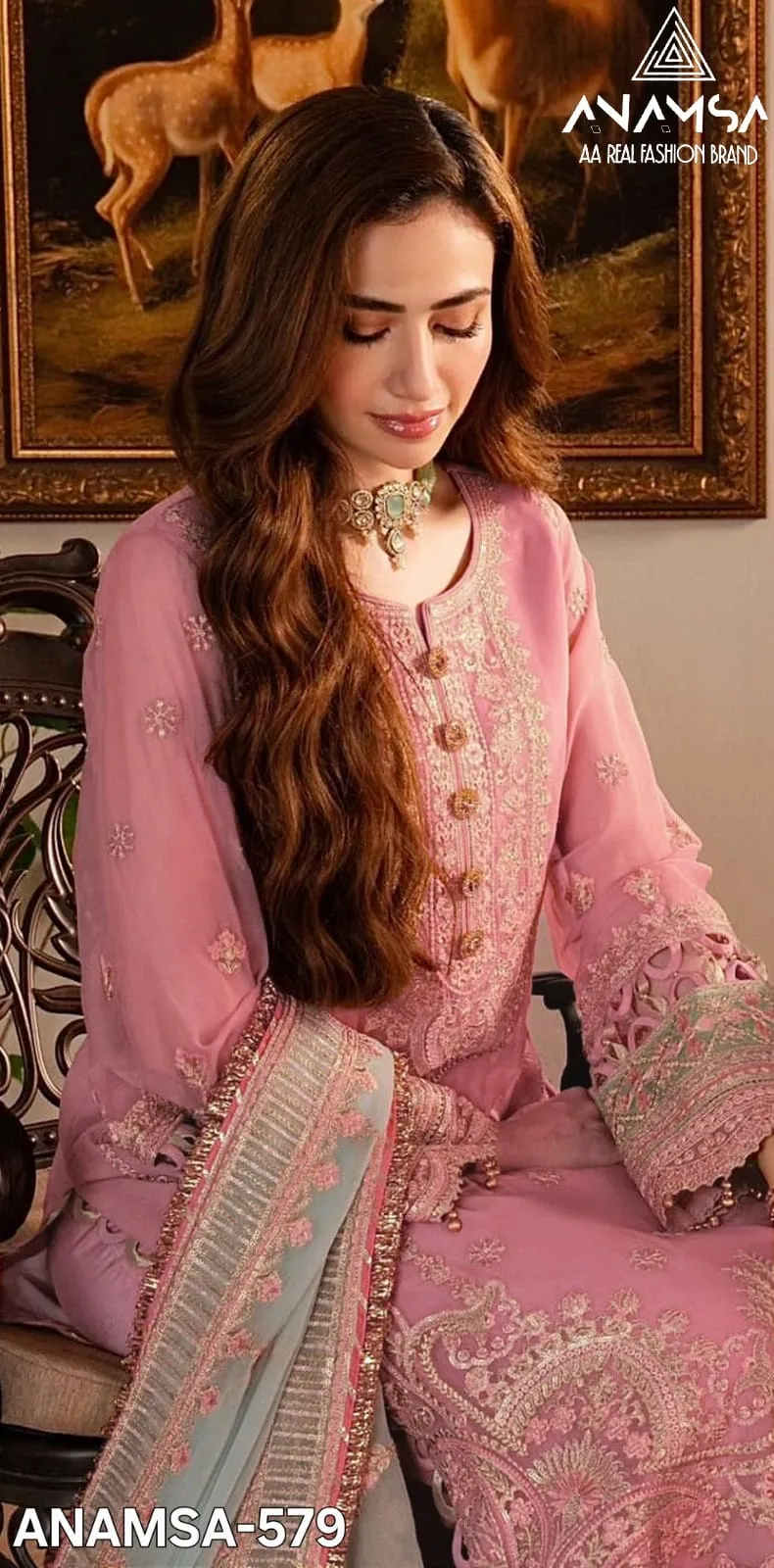 Heavy Embroidery Pink Pakistani Dress For Eid - Image 2