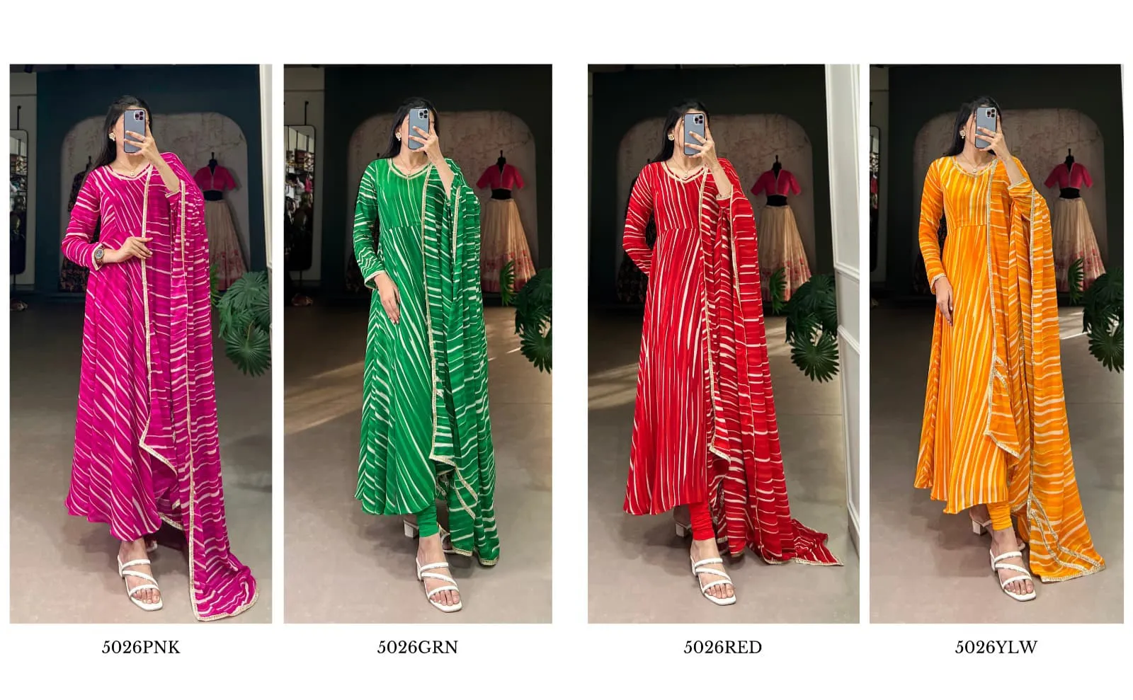 Leheriya Printed Readymade Gown For Girls - Image 2