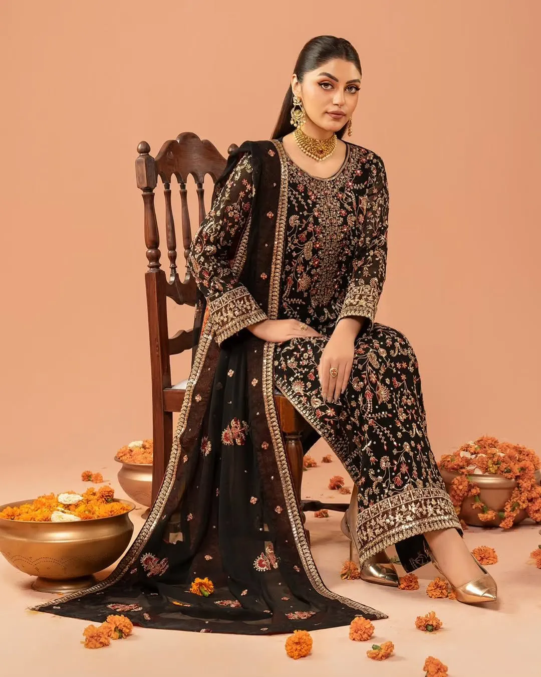 Long Pakistani Straight Suit With Heavy Embroidery - Image 2