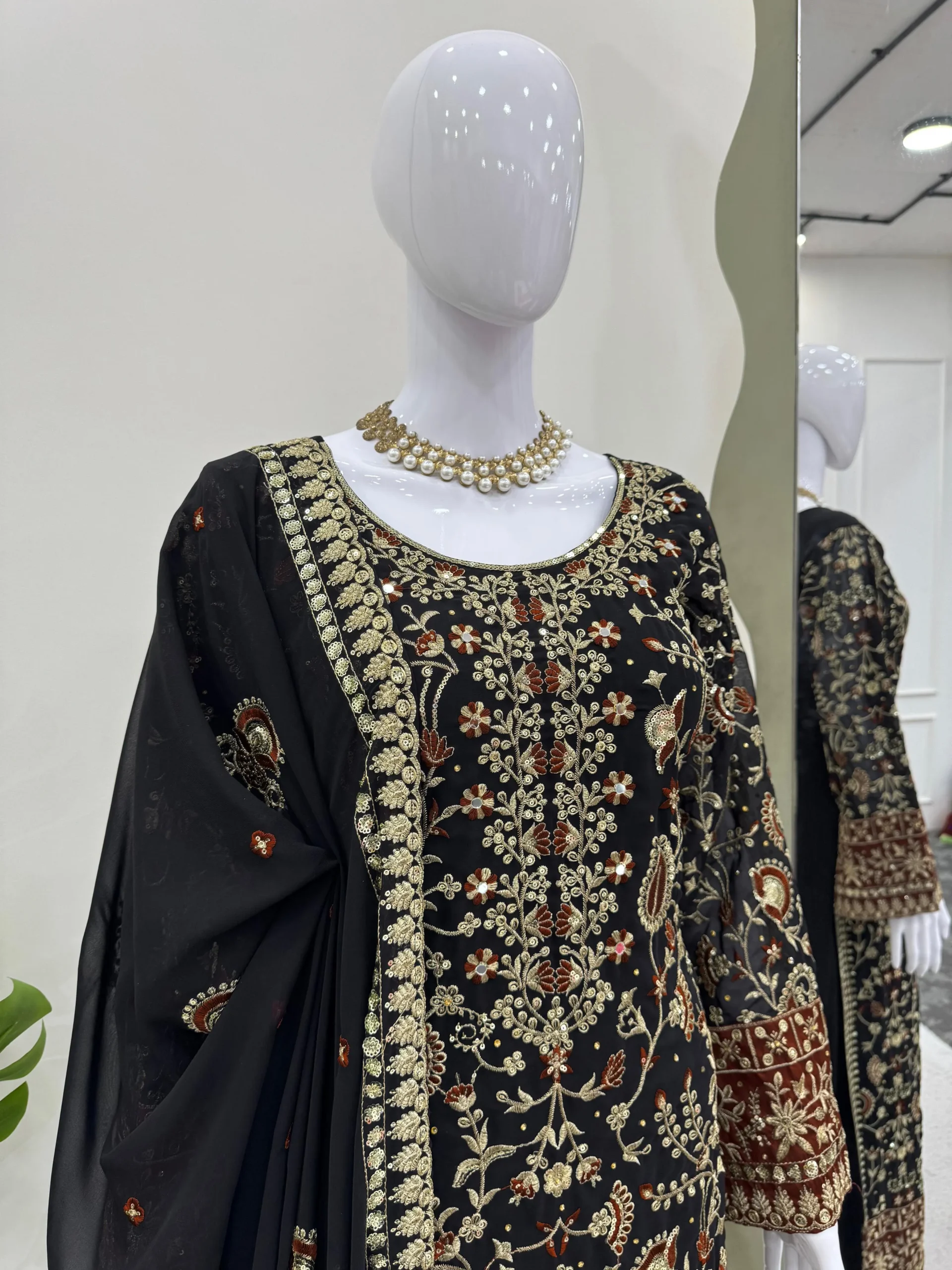 Long Pakistani Straight Suit With Heavy Embroidery - Image 3