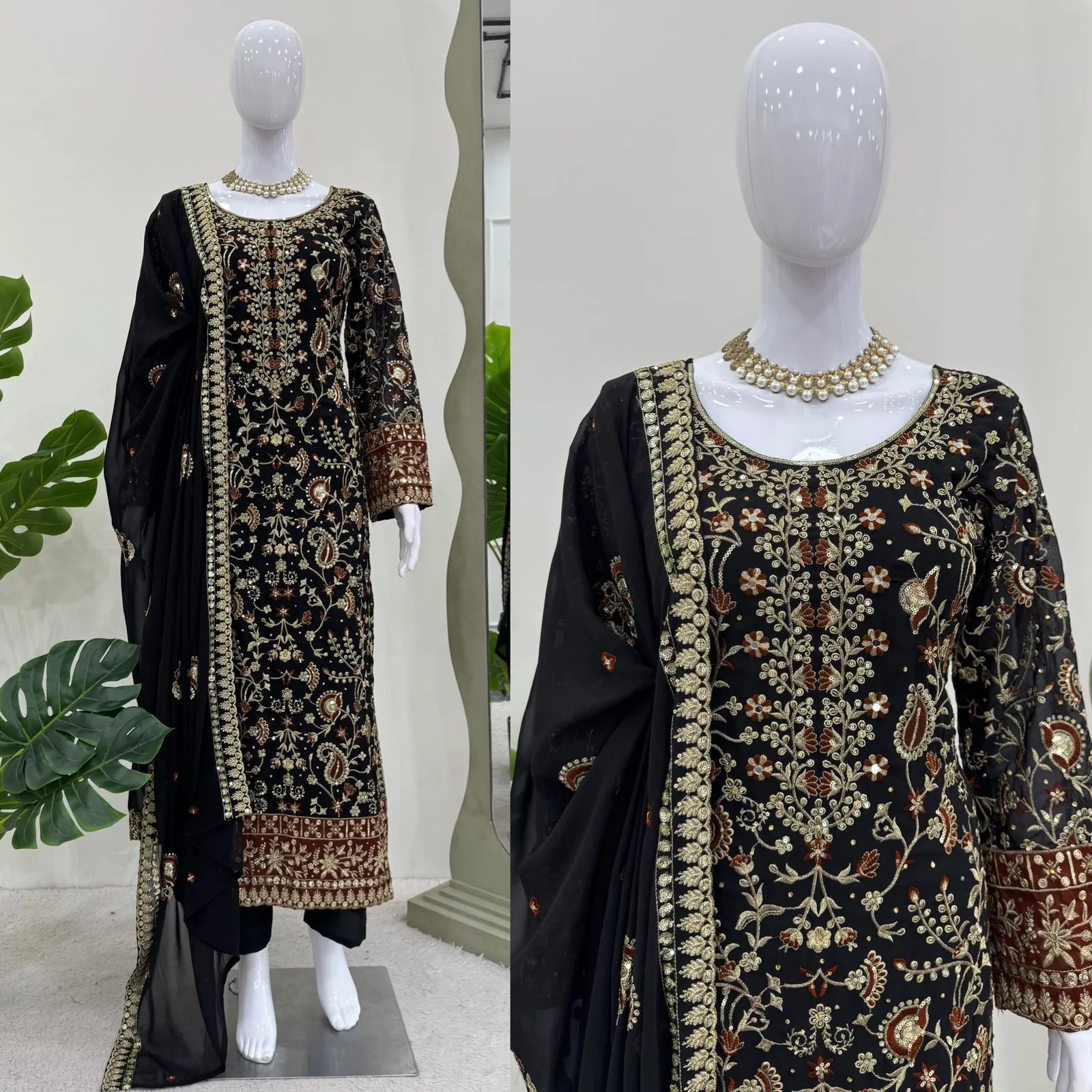 Long Pakistani Straight Suit With Heavy Embroidery - Image 4