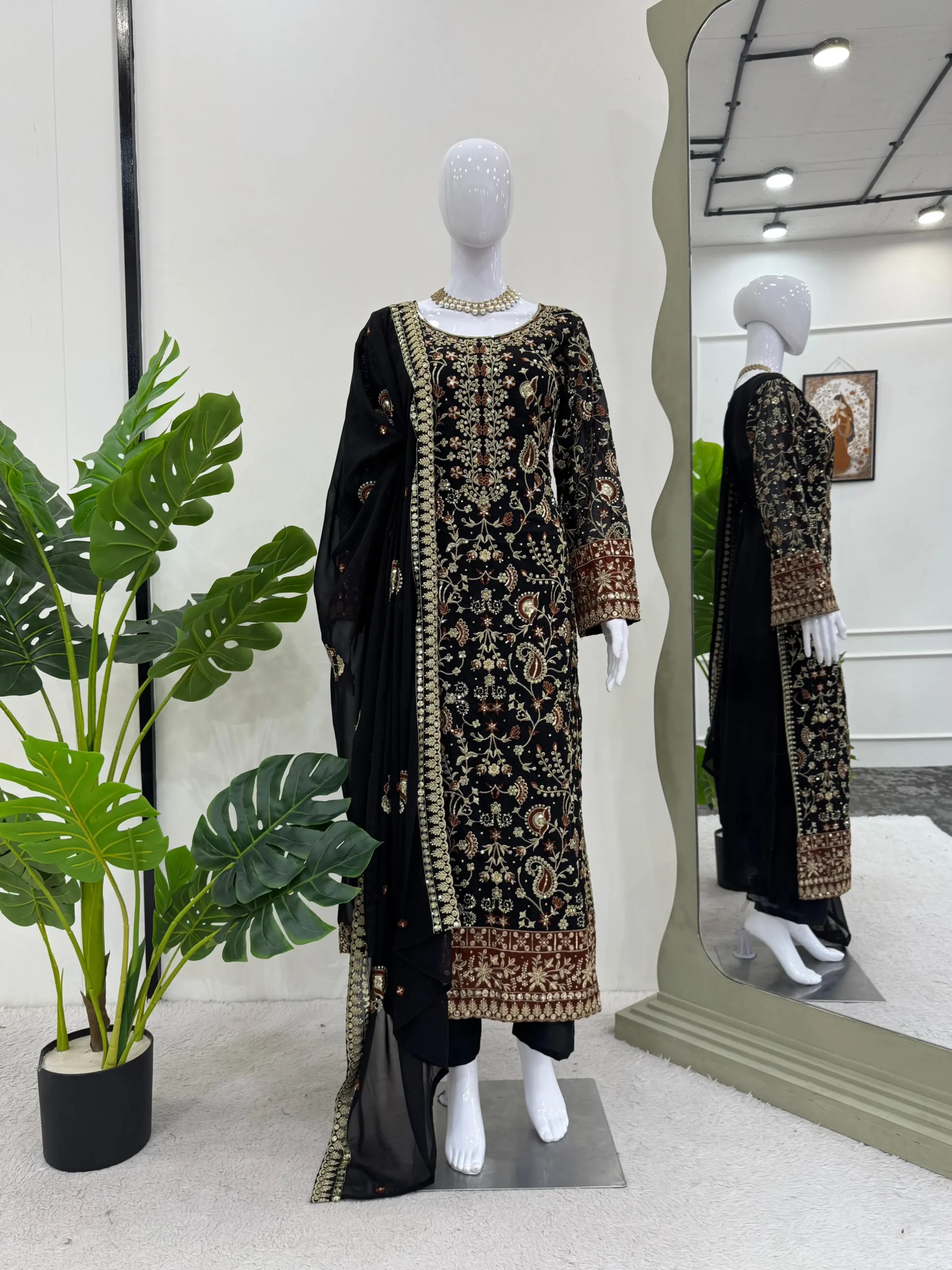 Long Pakistani Straight Suit With Heavy Embroidery - Image 5