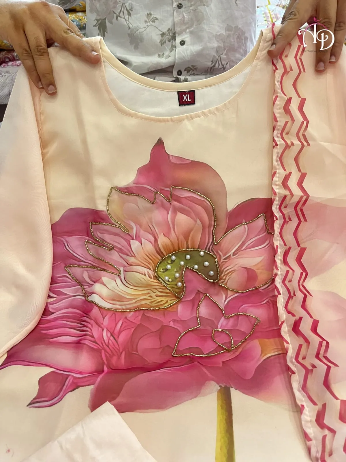 Organza Handwork Kurti Pant Dupatta Set - Image 2