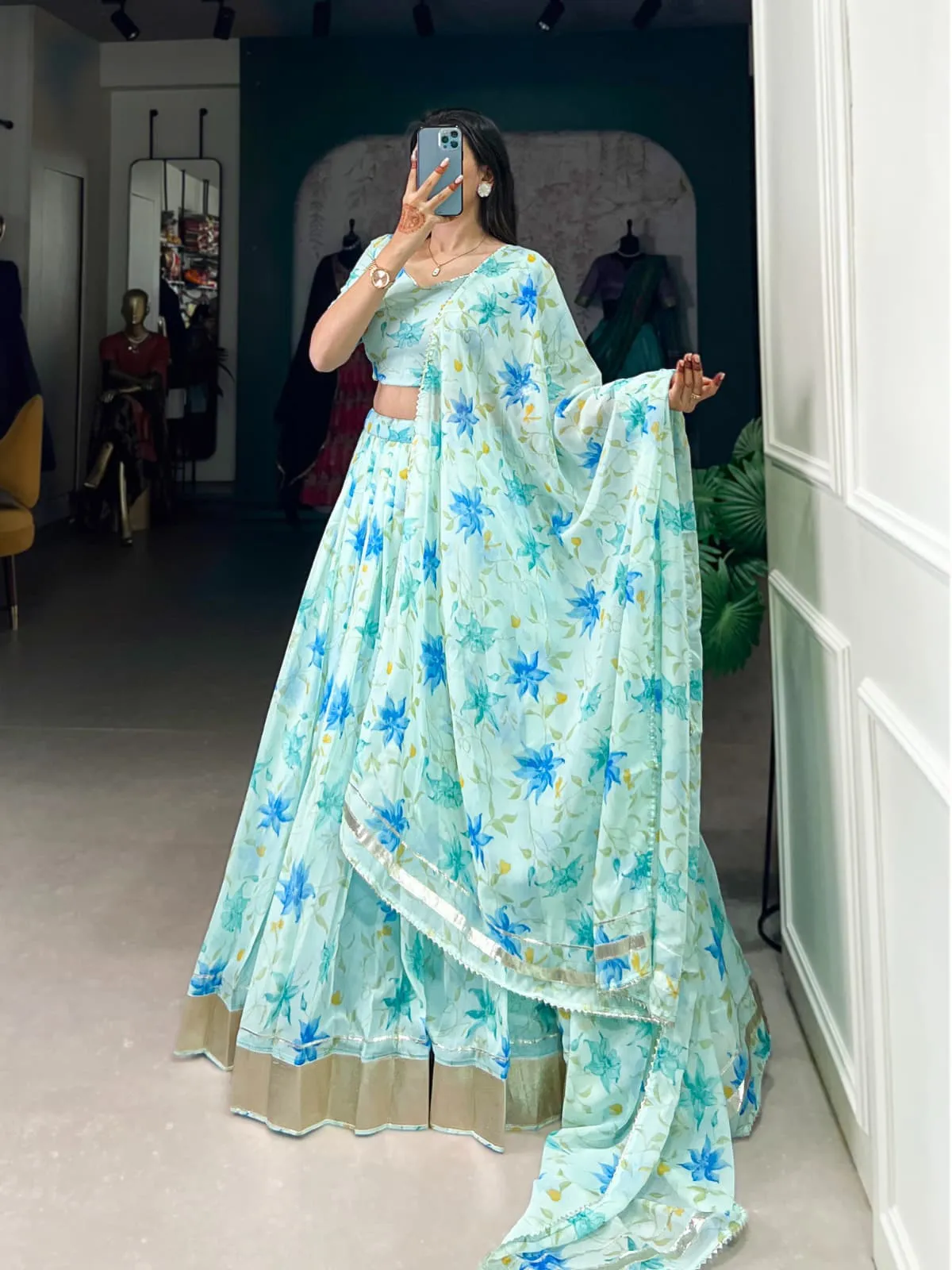 Party Wear Floral Lehenga Choli - Image 5