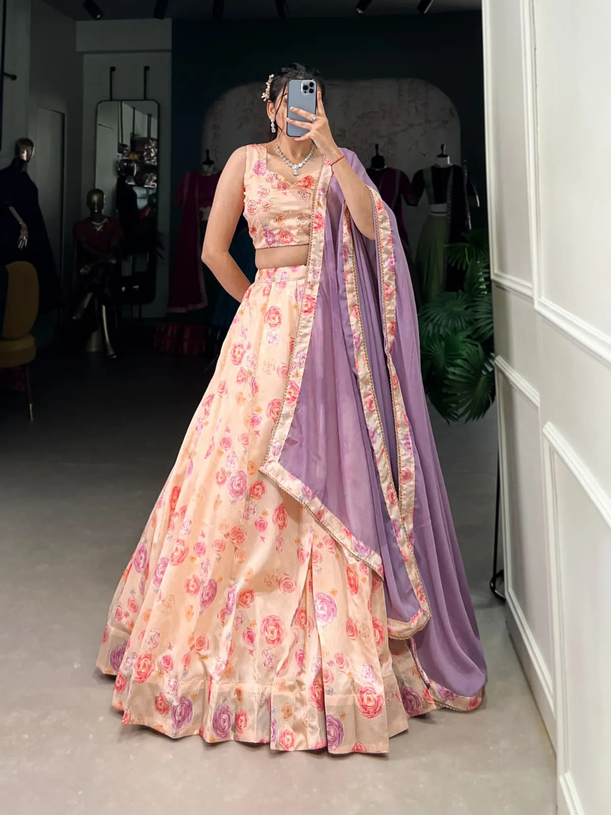 Party Wear Floral Printed Lehenga Choli - Image 2