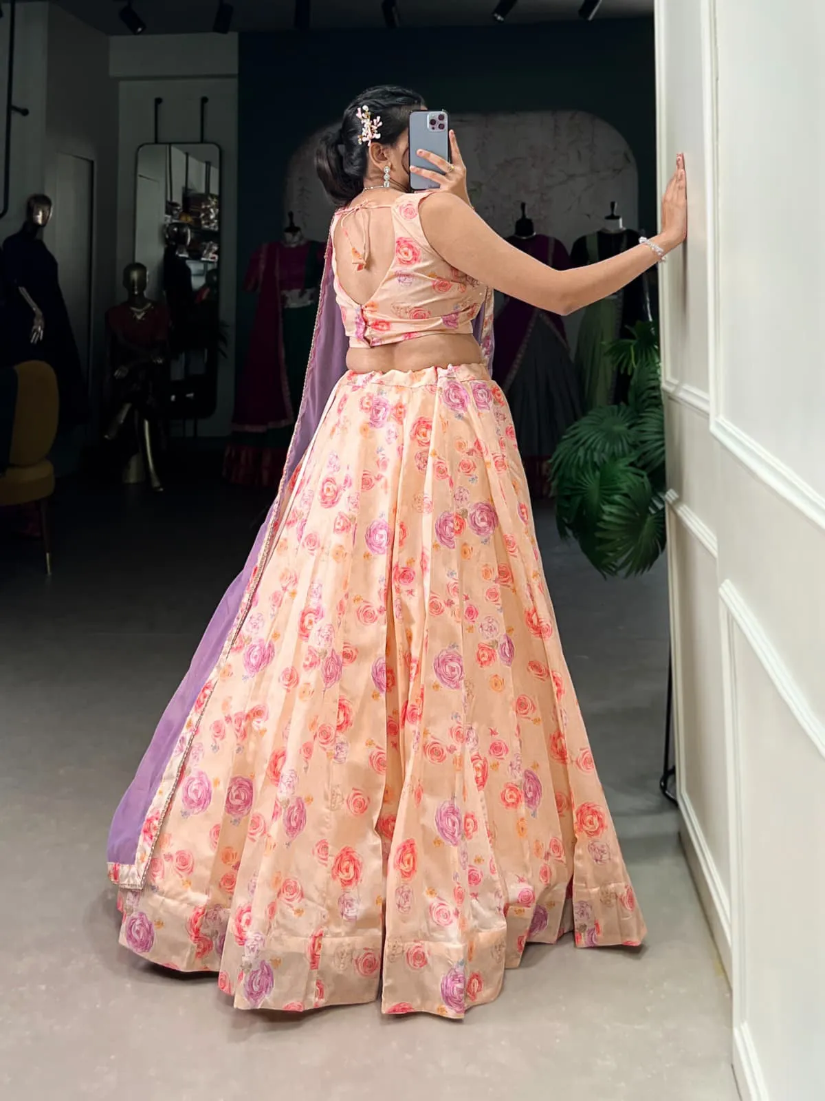 Party Wear Floral Printed Lehenga Choli - Image 3