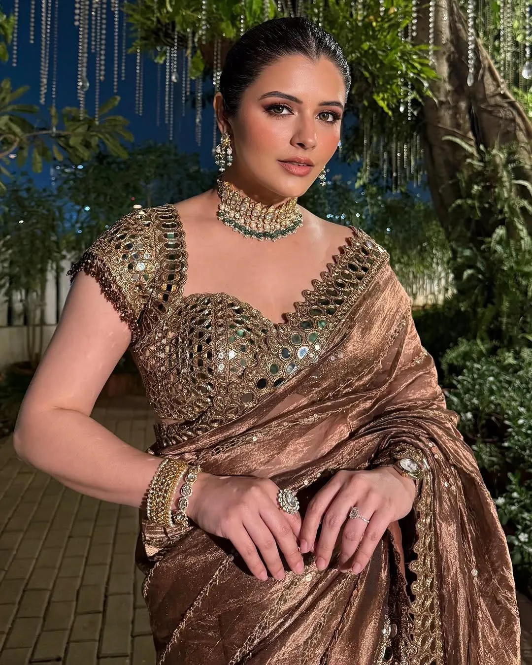 Real Mirror Work Organza Saree For Wedding 2025 - Image 2