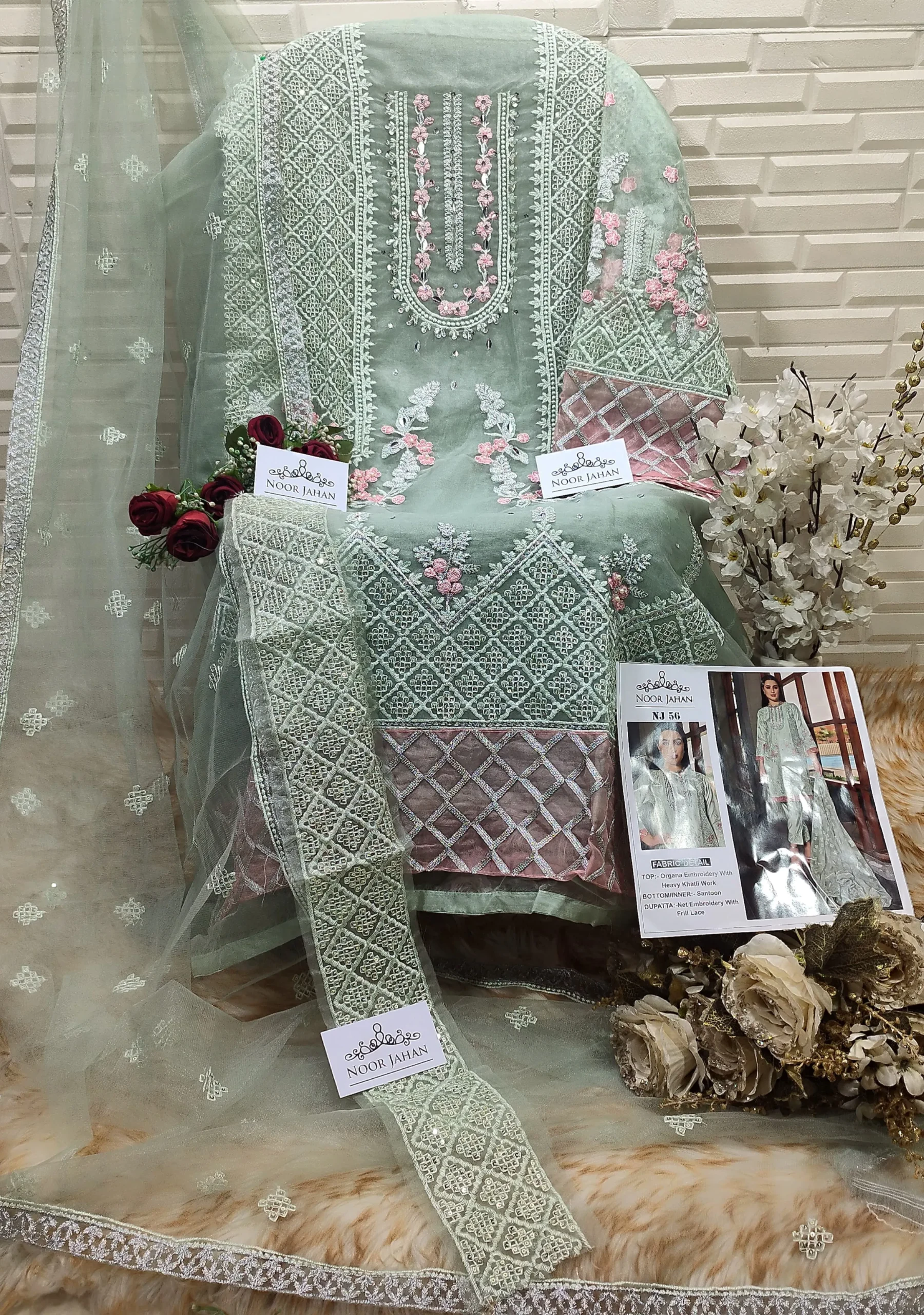 Sky Blue Short Pakistani Dress - Image 2