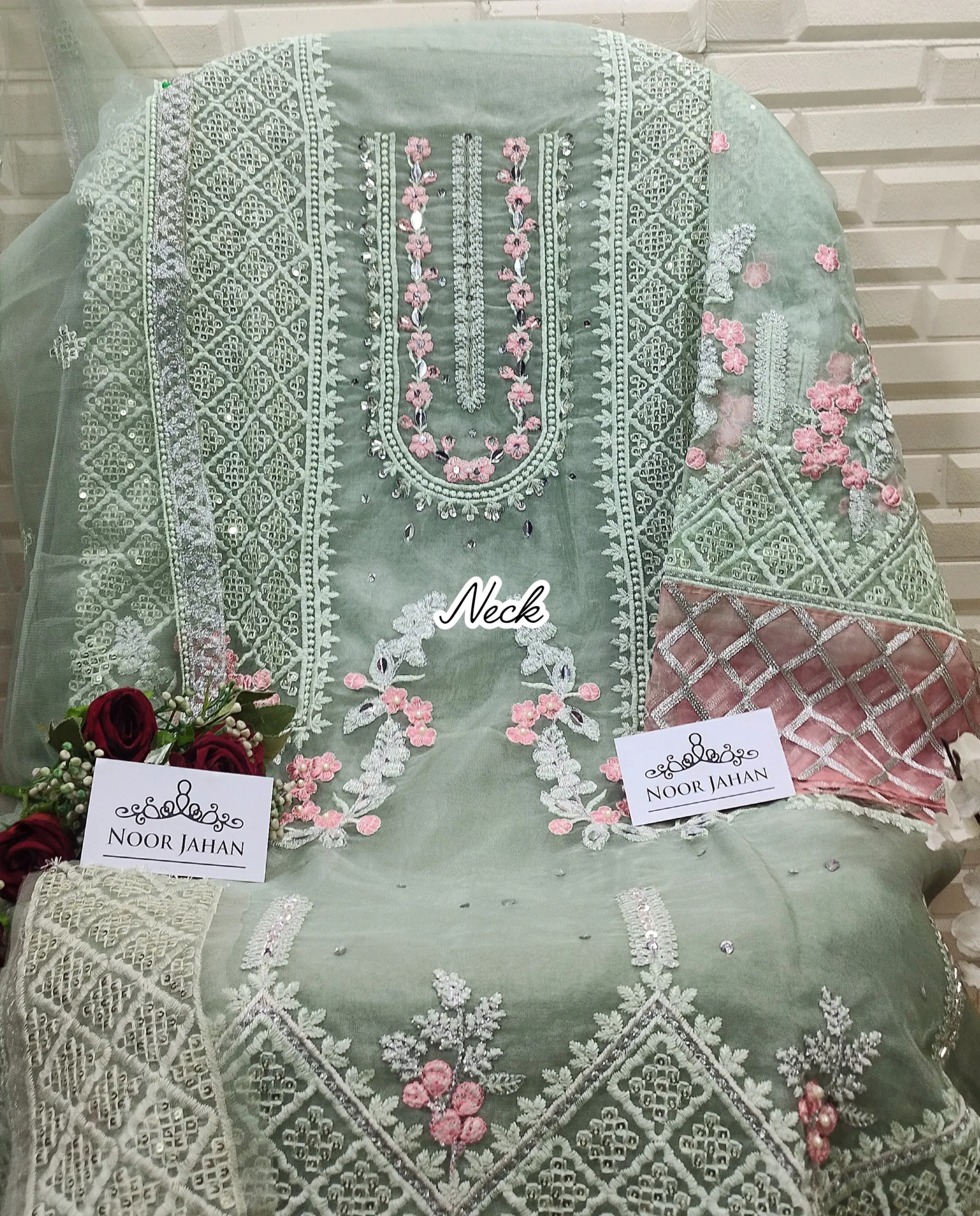 Sky Blue Short Pakistani Dress - Image 3