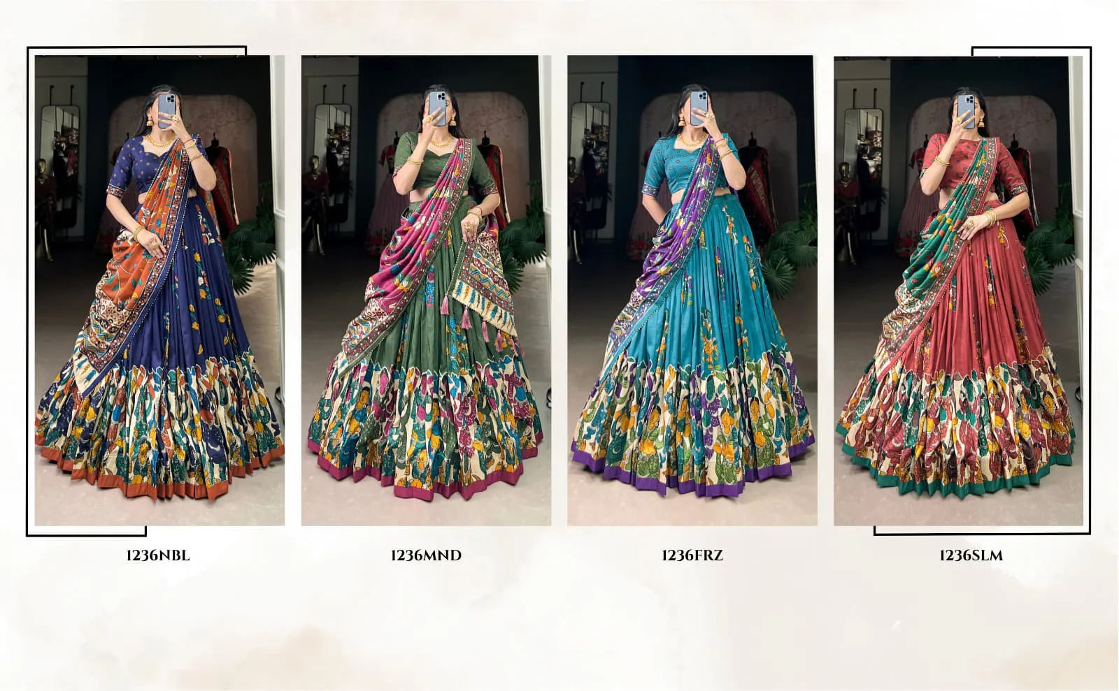 Tussar Silk Kalamkari Print Lehenga Choli For Girls - Image 4