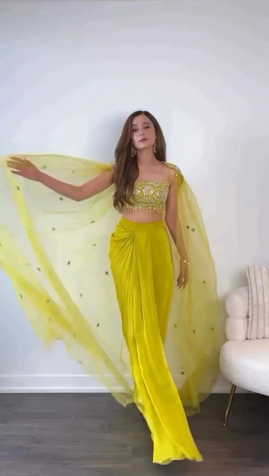Wedding Wear Indo Western Crop Top With Shrug