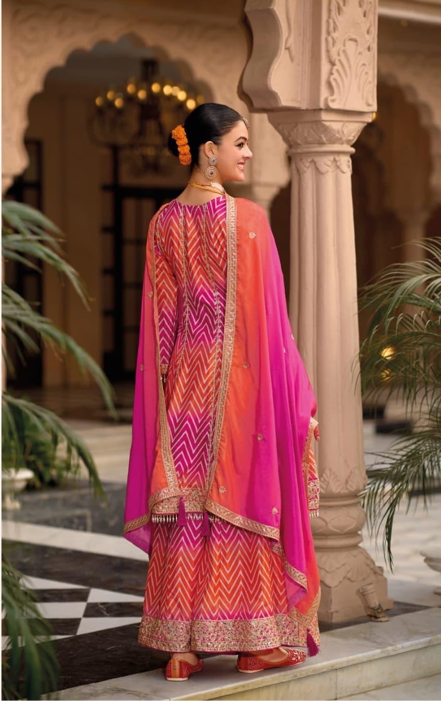 Bandhni Printed Readymade Sharara Salwar Kameez - Image 2