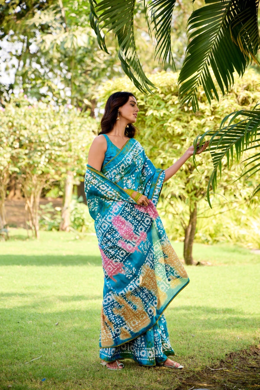 Pure Cotton Hand Batik Printed Saree For Office Wear - Image 6