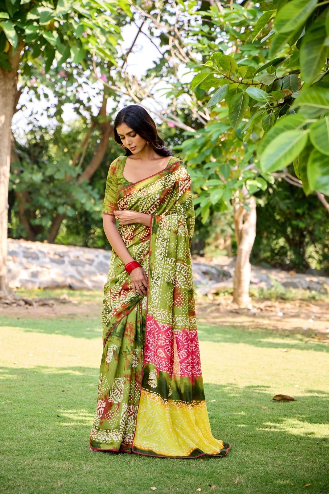 Pure Cotton Hand Batik Printed Saree For Office Wear - Image 2