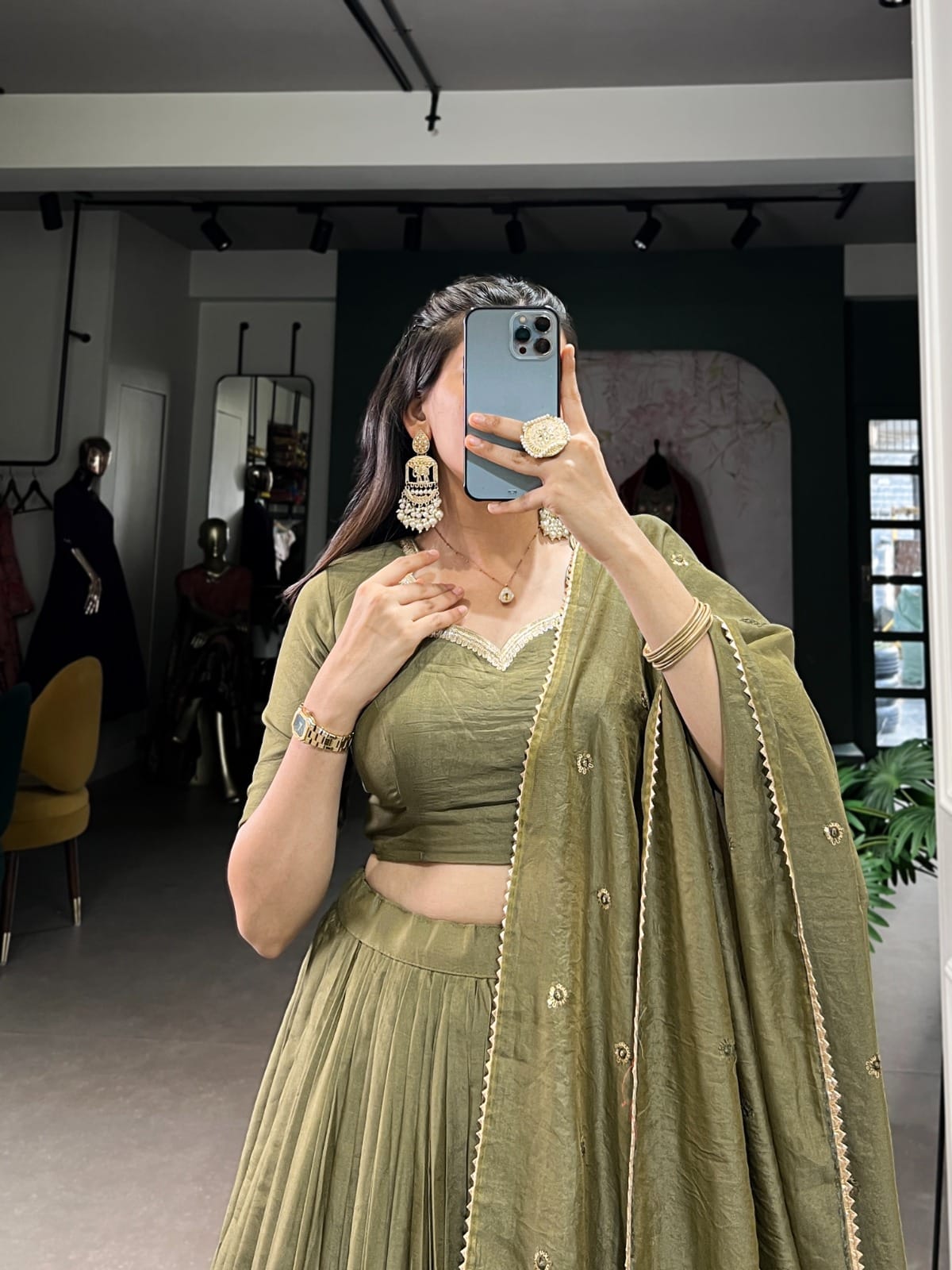Mehendi Color Lehenga Choli For Haldi And Sungeet Functions - Image 2