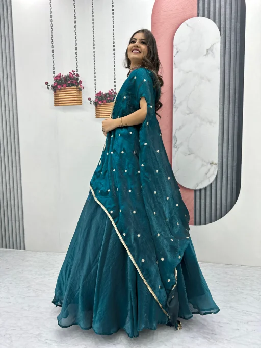 Designer Lehenga Choli with Shrug for Girls - Image 5