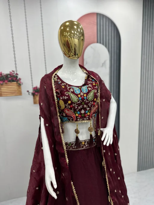 Designer Lehenga Choli with Shrug for Girls - Image 3