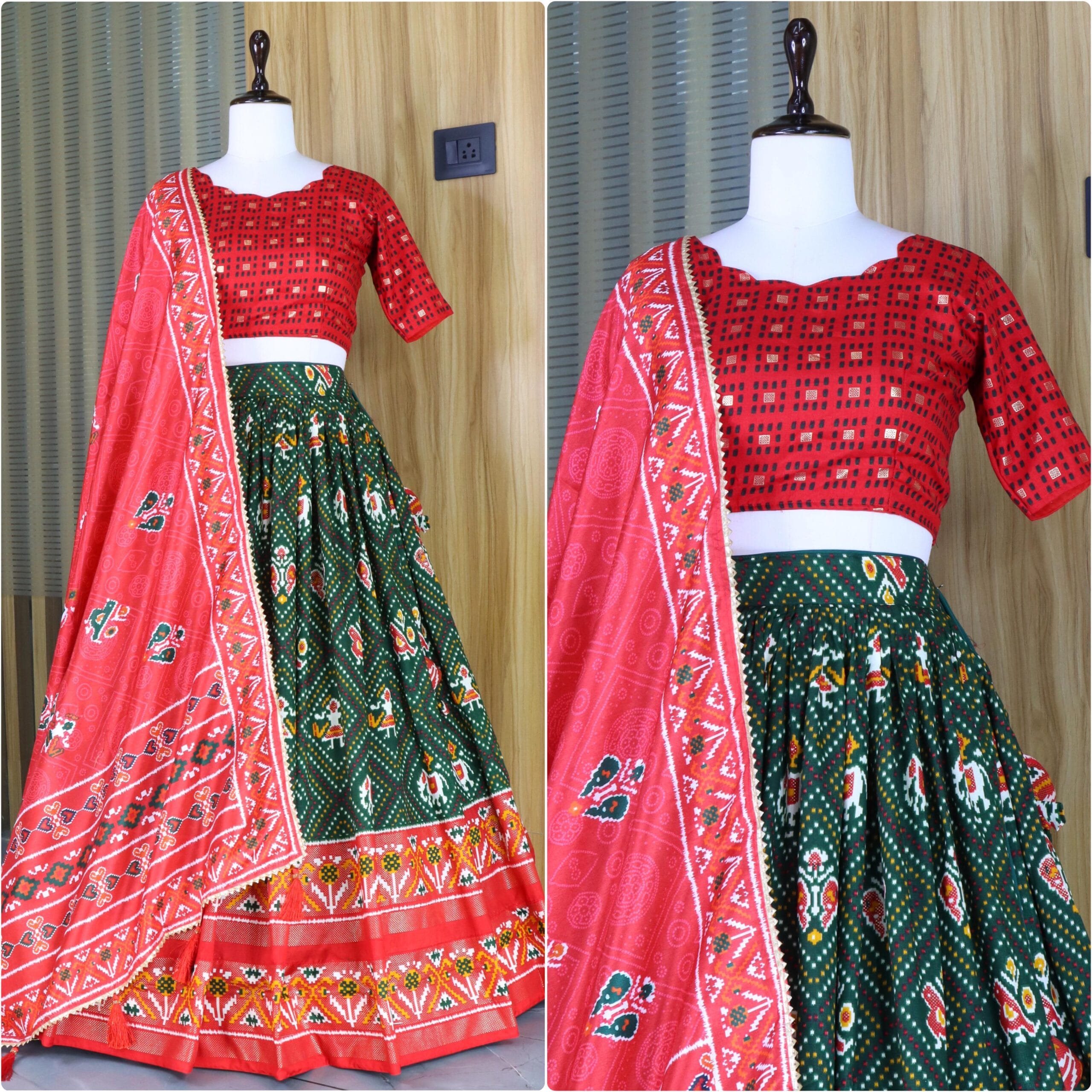 Designer Tusser Silk Lehenga with Bandhani Print - Image 7