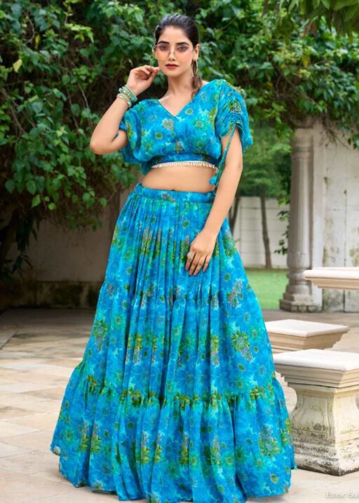Floral Printed Readymade Lehenga Set