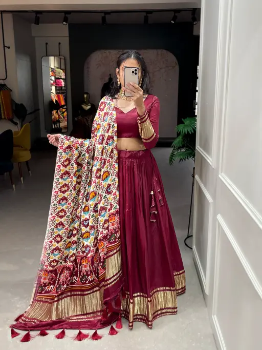 Gaji Silk Chaniya with Lagdi Patta - Image 2