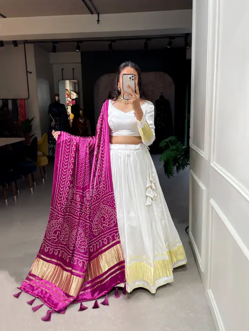 Gaji Silk Chaniya with Lagdi Patta - Image 3