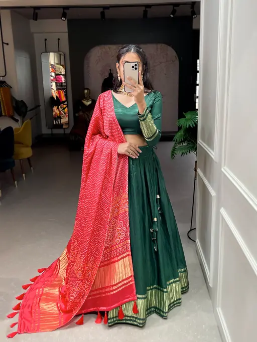 Gaji Silk Chaniya with Lagdi Patta - Image 4