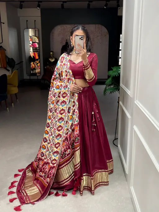 Gaji Silk Chaniya with Lagdi Patta - Image 8