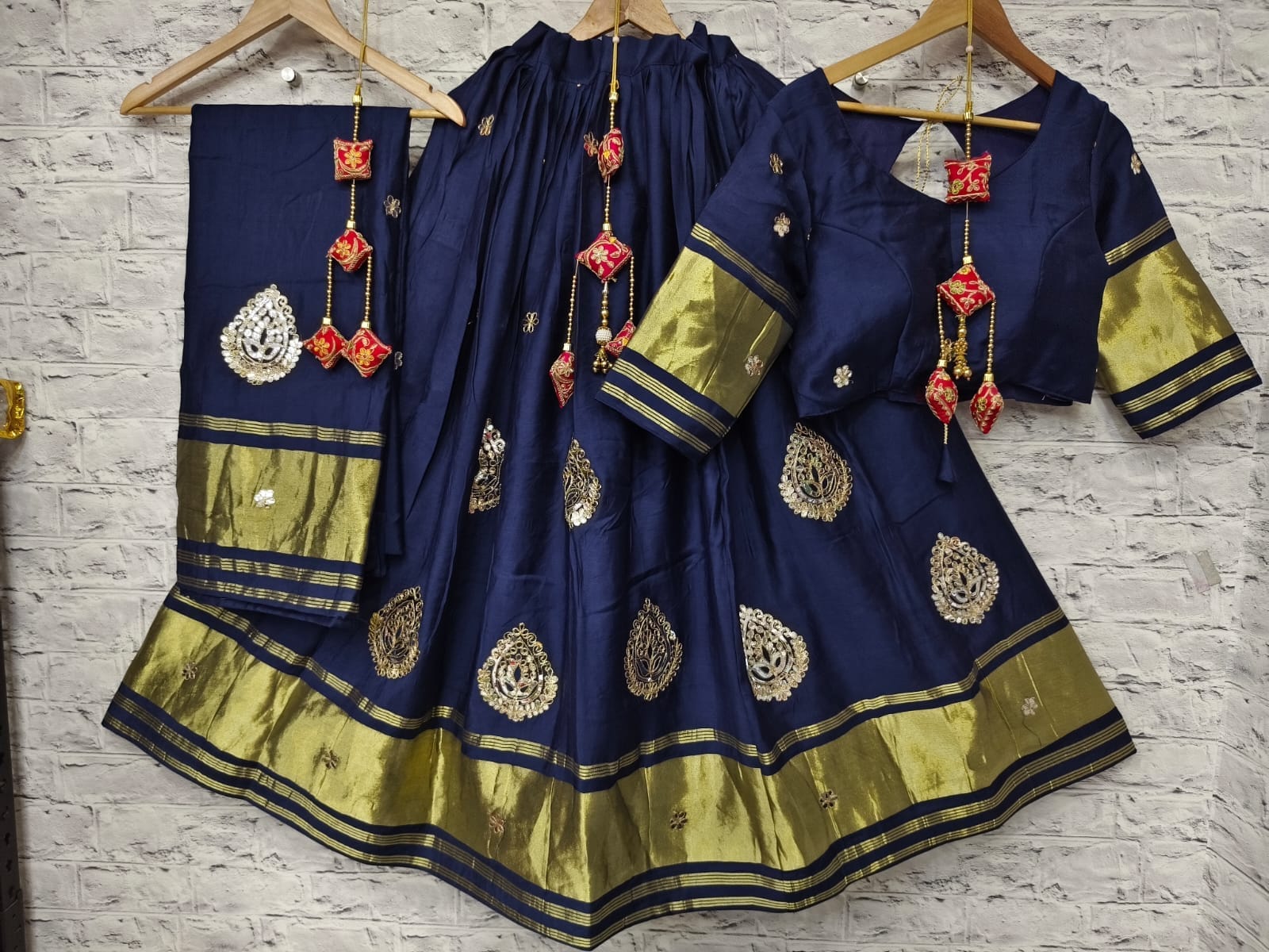 Gaji Silk Chaniya Choli With Gota Patti Work - Image 7