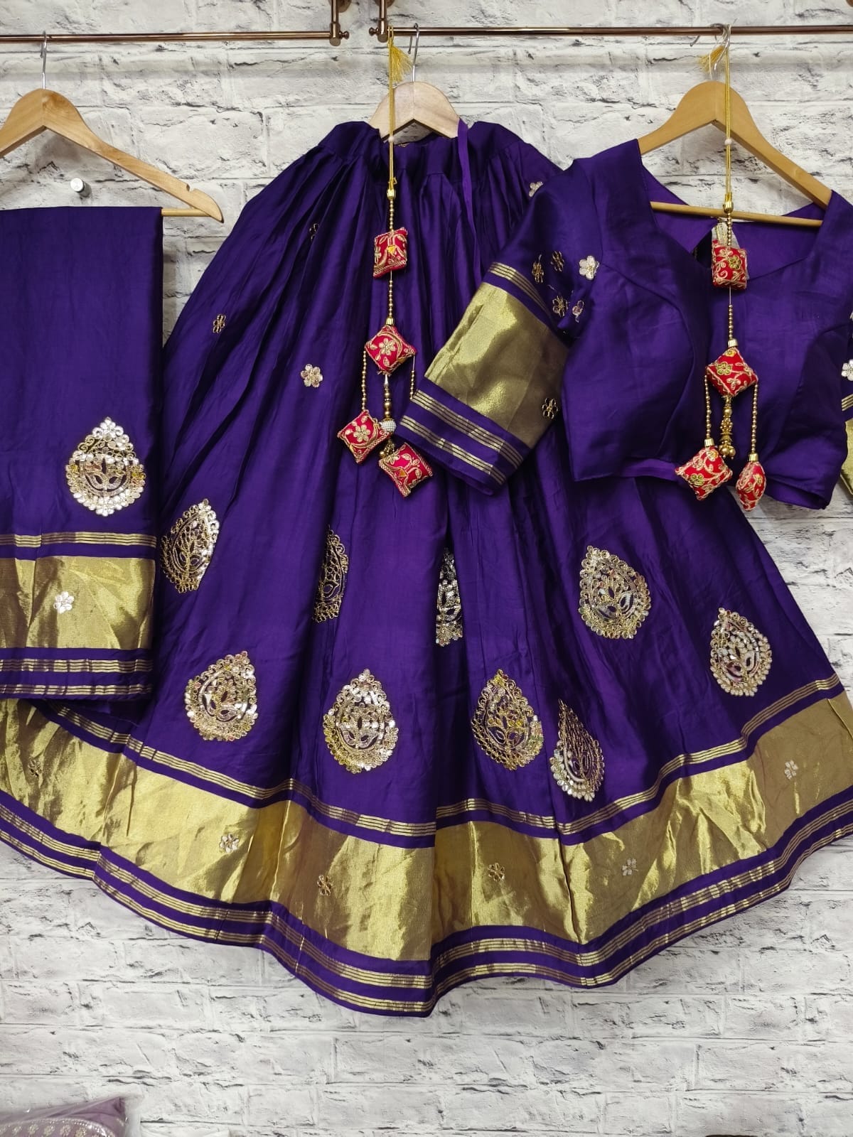 Gaji Silk Chaniya Choli With Gota Patti Work - Image 3