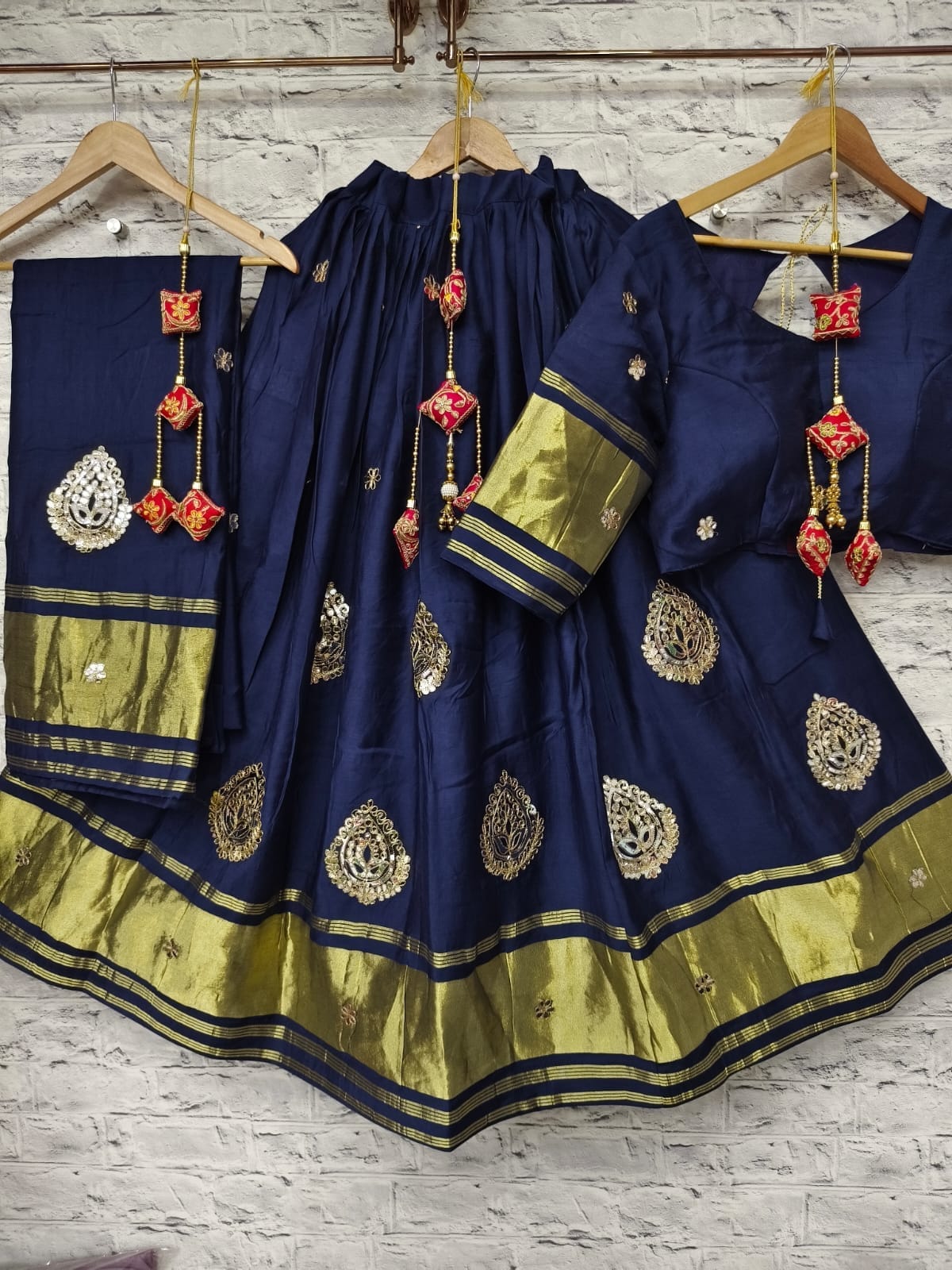Gaji Silk Chaniya Choli With Gota Patti Work - Image 6