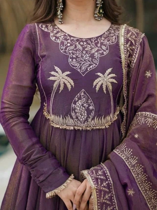 Readymade Party Wear Gown Dupatta Set - Image 2