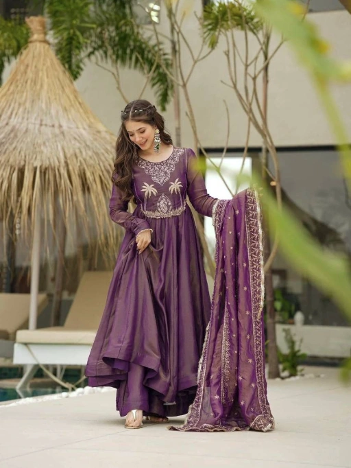 Readymade Party Wear Gown Dupatta Set