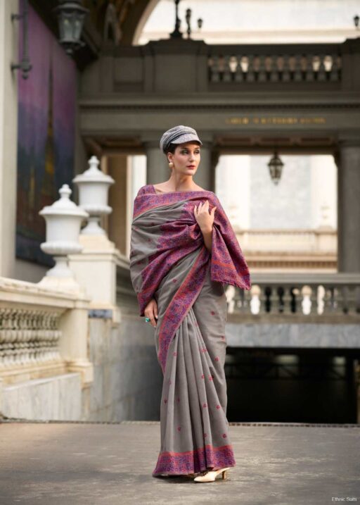 Soft Linen Cotton Saree With Minakari Weaving