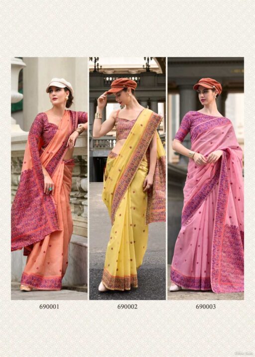 Soft Linen Cotton Saree With Minakari Weaving