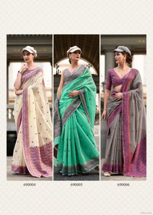Soft Linen Cotton Saree With Minakari Weaving