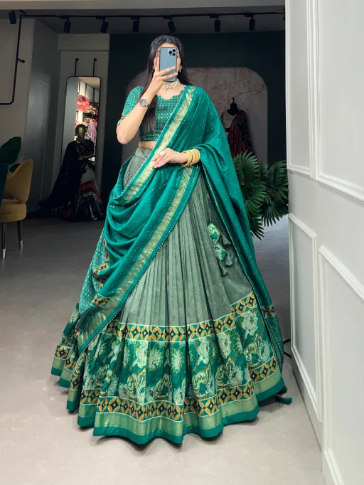 Tussar Silk Printed Chaniya Choli for Wedding