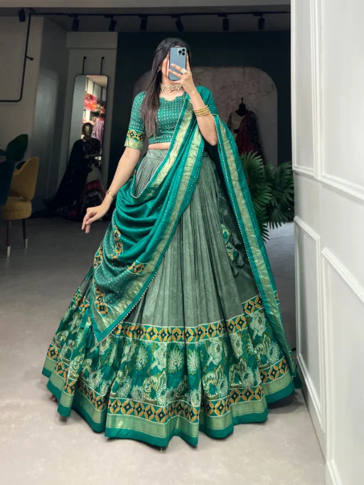 Tussar Silk Printed Chaniya Choli for Wedding - Image 3