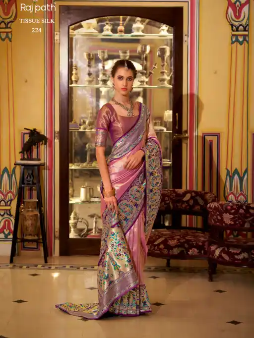 Wedding Wear Tissue Silk Saree - Image 3
