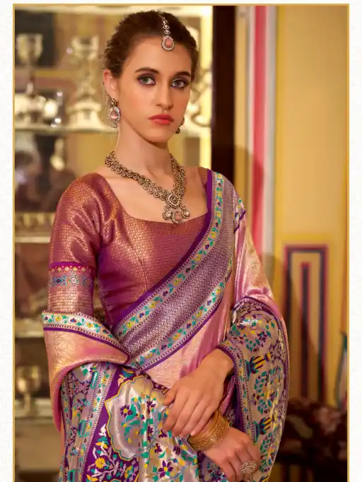 Wedding Wear Tissue Silk Saree - Image 4