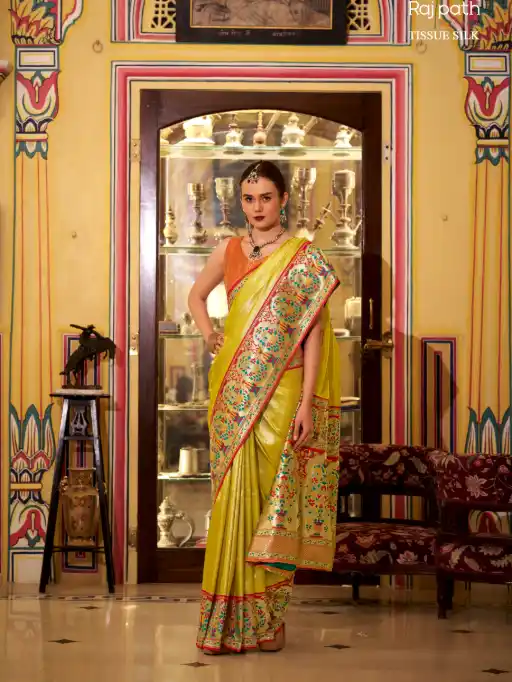 Wedding Wear Tissue Silk Saree - Image 5
