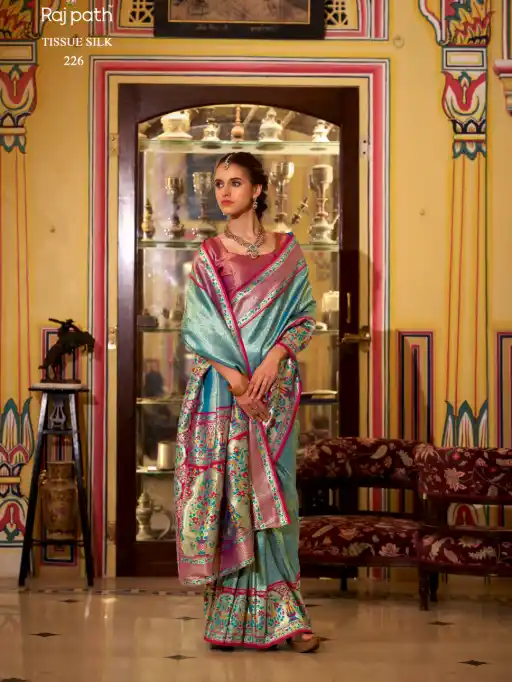 Wedding Wear Tissue Silk Saree - Image 6