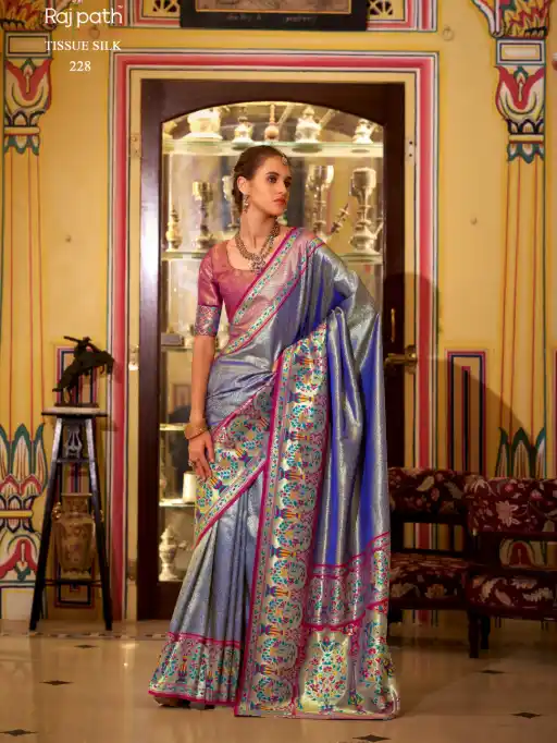 Wedding Wear Tissue Silk Saree - Image 7
