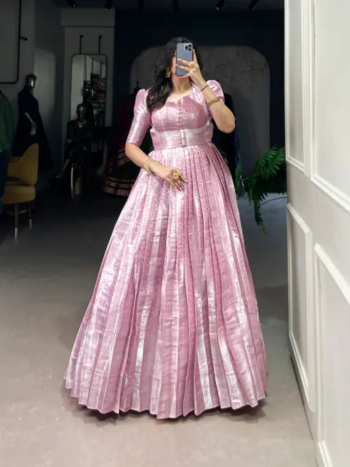 Designer Kanjivaram Silk Gown for Party